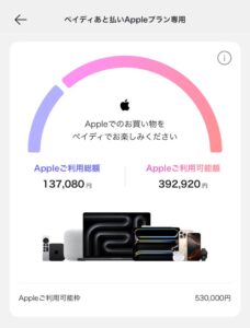 ペイディ Apple枠 筆者の利用限度額